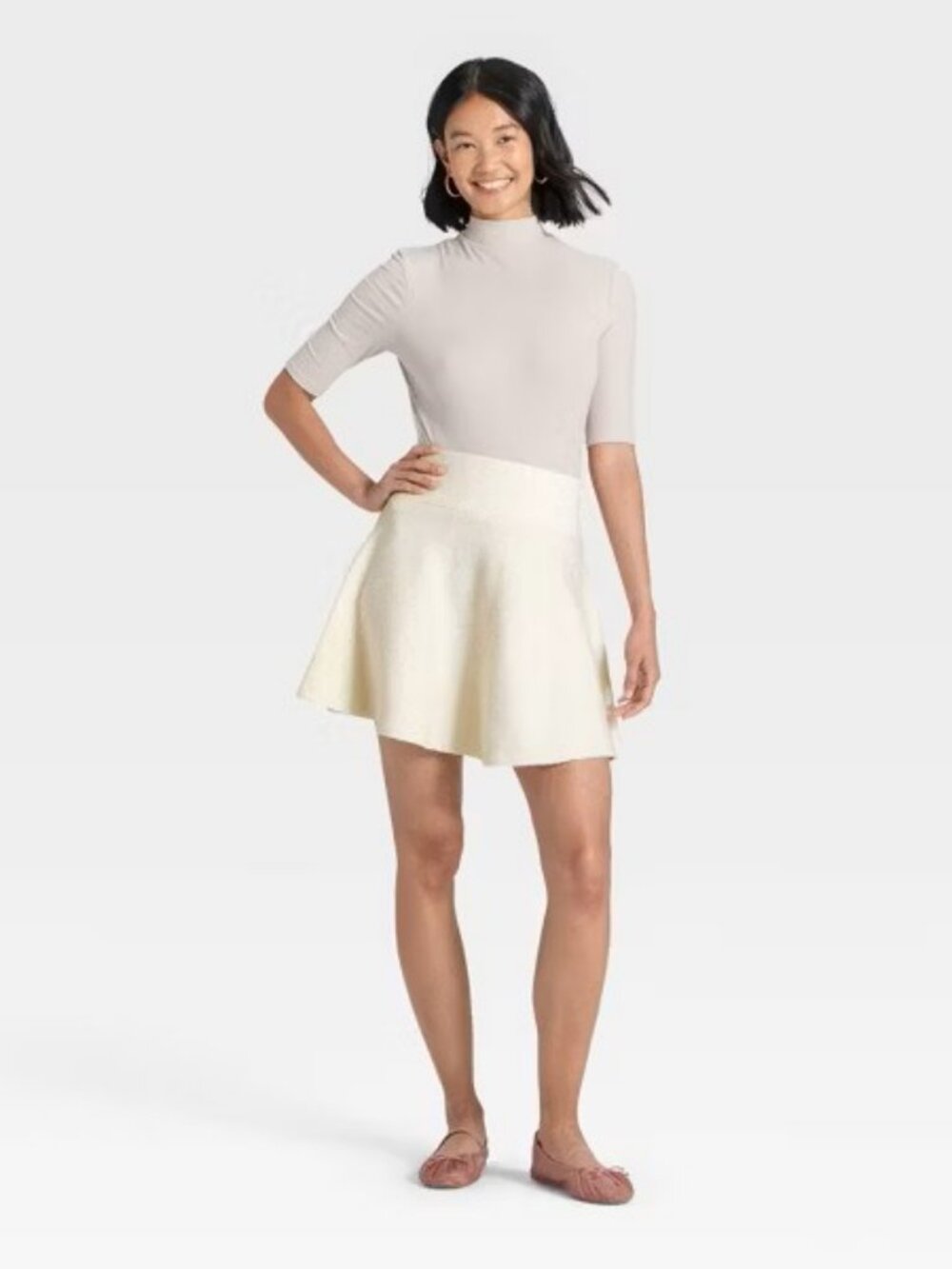 NWT A New Day Skater Sweater Skirt Mini  Oatmeal Color Women Oatmeal Size XL